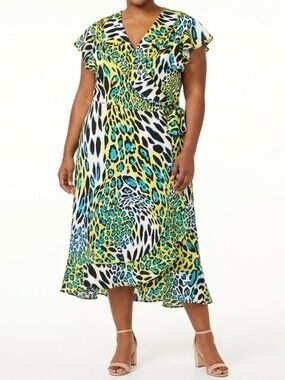 Madison Paige Animal Print Stretch Wrap Dress- Sz  XL